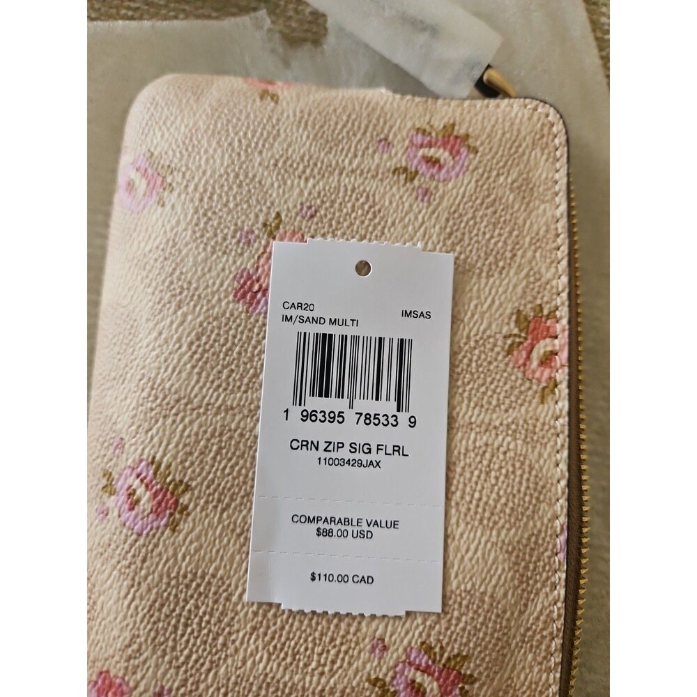 NWT Coach Signature Corner Zip Floral Print Wristlet CAR20 Original Packaging - Picture 4 of 6